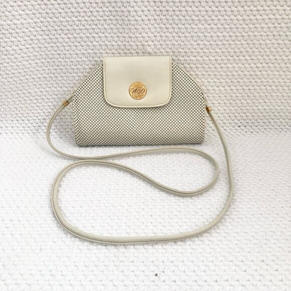 Whiting & Davis White Sequin Mesh Vintage Top Flap Accordion Clutch Crossbody - Picture 13 of 13